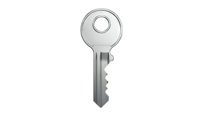 Silver Key on White Background