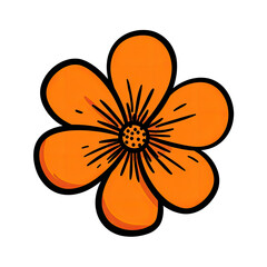A vibrant orange flower with detailed petals and center against a stark black background