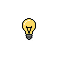 A brightly colored lightbulb icon set against a stark black background. Simple, minimalist design