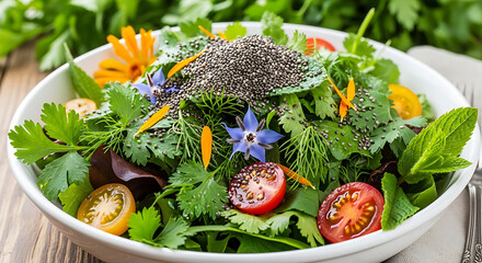 Vibrant superfood salad with chia seeds