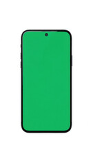 Green smartphone front view isolated on transparent background
