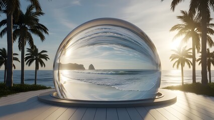 Summer vacation travel destination a tropical spring getaway through a crystal dome