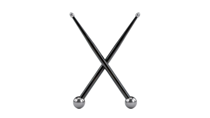 Crossed Black Drumsticks with Silver Tips