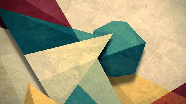 Abstract composition with overlapping geometric forms in muted tones on textured background
