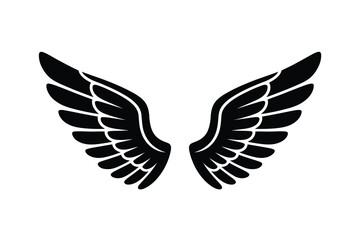 Obraz premium A pair of black wings with white outlines on a plain background