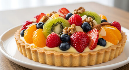 Vibrant fruit tart with cream filling