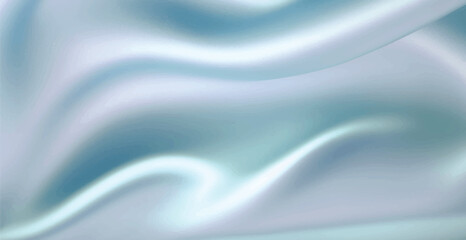 Elegant blue silk fabric background. Textile texture. Copy space. Vector illustration	