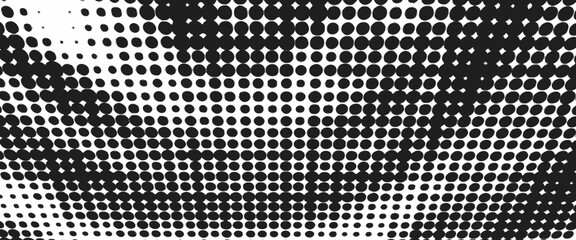 Abstract halftone wave dotted background. Futuristic twisted grunge pattern, dot, circles.  Vector modern