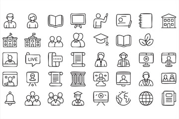 Fototapeta premium Education UI Icons for Online Learning and E-Learning Platforms