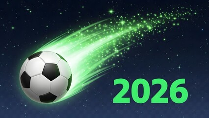 Naklejka premium Soccer ball comet in space 2026