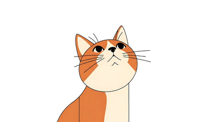 Orange and white cat looking up isolated on a transparent background