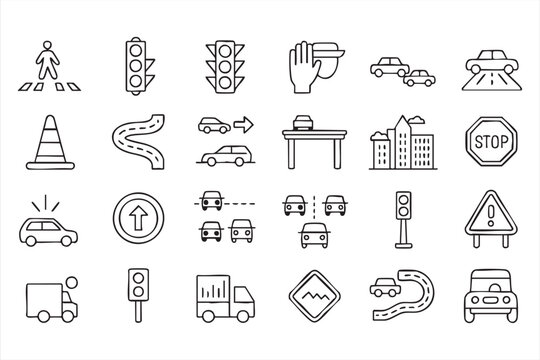 Traffic Safety UI Icons for Navigation and Driving Apps