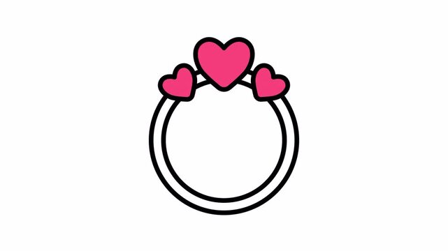 Valentine Heart Ring Icon, Vibrant Colored Animation, Seamless Loop Motion, 4K Transparent Background