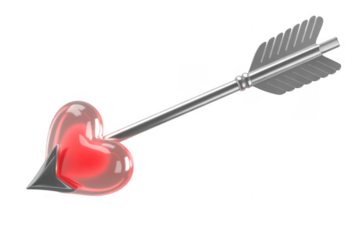 Red Heart Pierced by Arrow isolated on a transparent background