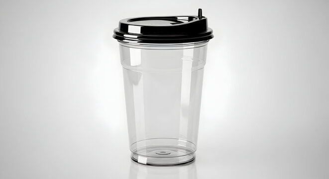 Clear plastic coffee cup with lid