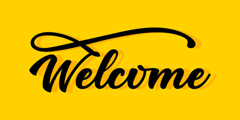 WelcomeHandwrittenTypographyOnYellowBackground