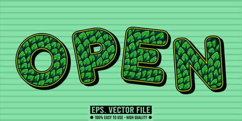 Typography OPEN word art illustration, editable text effect