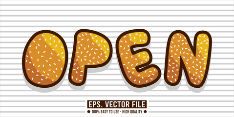 Typography OPEN word art illustration, editable text effect
