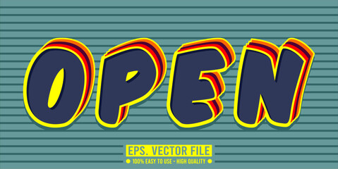 Typography OPEN word art illustration, editable text effect