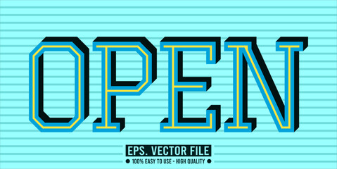 Typography OPEN word art illustration, editable text effect