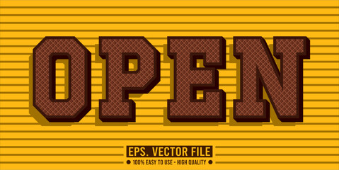 Typography OPEN word art illustration, editable text effect