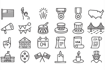 USA Independence Day Icons For Fourth Of July Celebrations