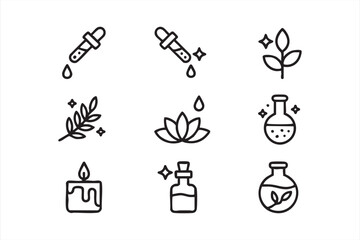 Natural Skincare Line Icons For Organic Beauty Branding