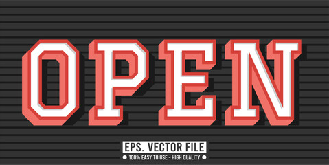 Typography OPEN word art illustration, editable text effect