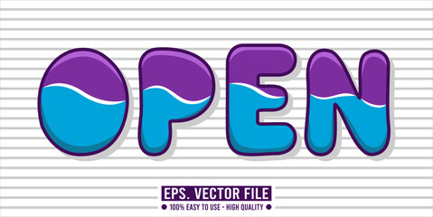 Typography OPEN word art illustration, editable text effect