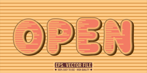 Typography OPEN word art illustration, editable text effect