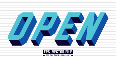 Typography OPEN word art illustration, editable text effect