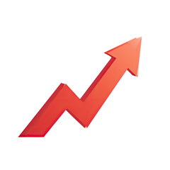 A red, ascending arrow with a zig-zag design against a solid black background