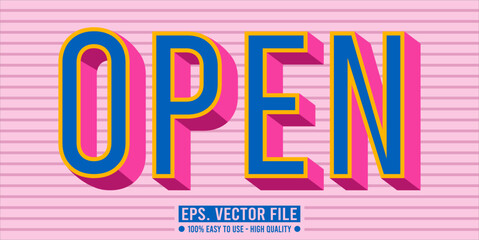 Typography OPEN word art illustration, editable text effect