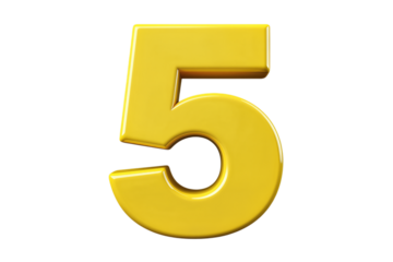 Shiny gold number 5 isolated