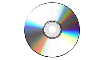 Shiny blank compact disc or DVD data storage media object isolated on a white background representing digital computer technology and audio software