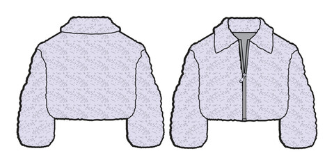 Kids oversized fleece jacket mockup template vector illustration. © Apparel Design