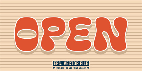 Typography OPEN word art illustration, editable text effect
