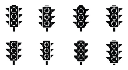 A collection of traffic lights in various stages of operation © MdNirob