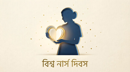 Woman holding glowing heart light for Bengali New Year celebration festival vector illustration