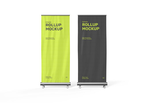 Two Roll-Up Banner Mockup Template