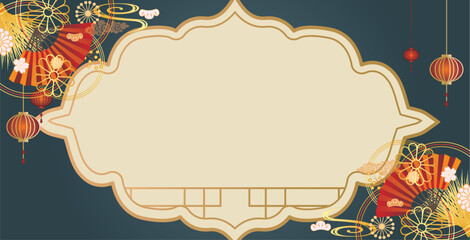 中華風フレーム飾り枠背景 © ken