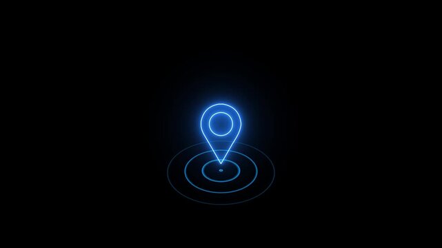 GPS location pointer animated icon for map navigation, geo tracking and digital location pin interface concept