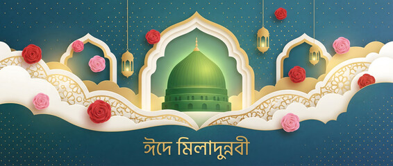 Golden Diwali Crown with Floral Design and Green Glow for Festive Celebrations