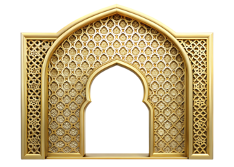 Gold ornate archway with intricate lattice pattern