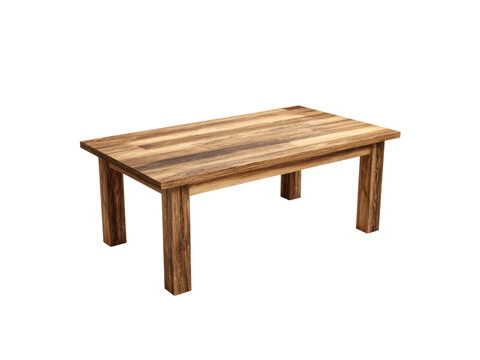 Rustic wooden table with plank top and sturdy legs furniture natural, Isolated, Png Transparent Background