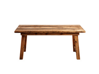 Fototapeta premium Rustic wooden table with textured surface and sturdy legs natural, Isolated, Png Transparent Background