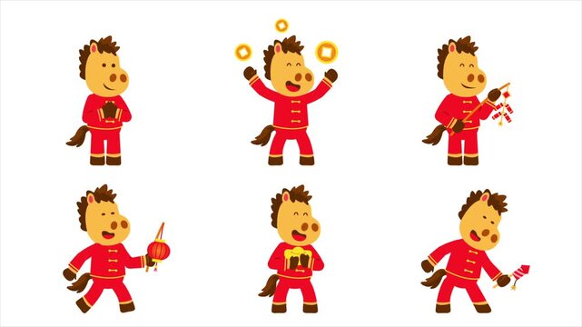 Horse Wear Red Cartoon Characters