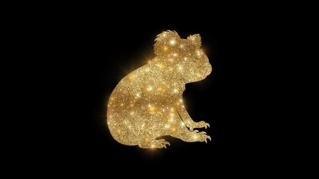 Luxury Koala with golden glitter, alpha channel