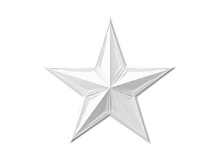 Obraz premium White five pointed star with dimensional facets geometric, Isolated, Png Transparent Background
