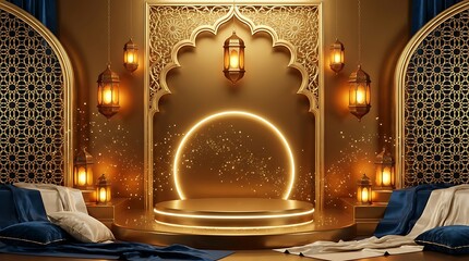 Luxurious Moroccan interior design gold arch.